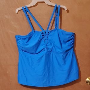 Time & Tru Swimsuit Top Size 2X 20W - 22W Solid Aqua